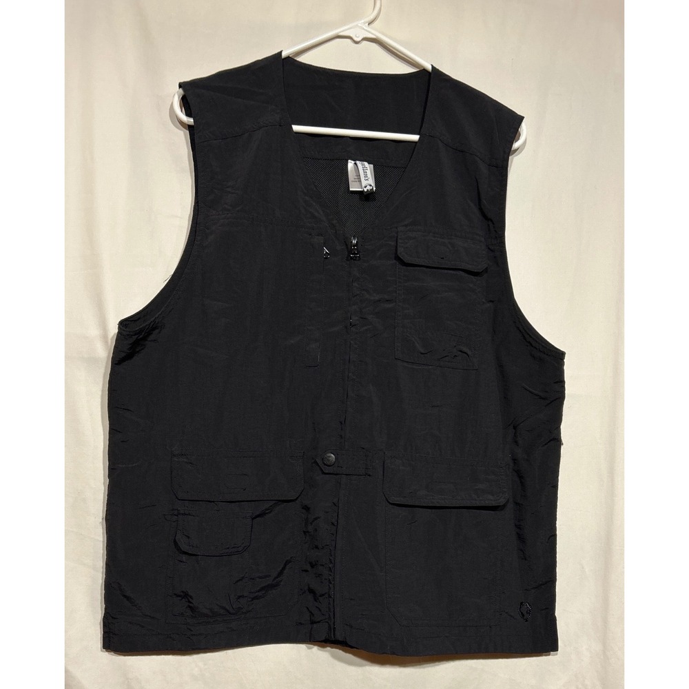 Utility Vest Magellans Travel Gear Mens Black Nylon Multi Pocket Medium RFID